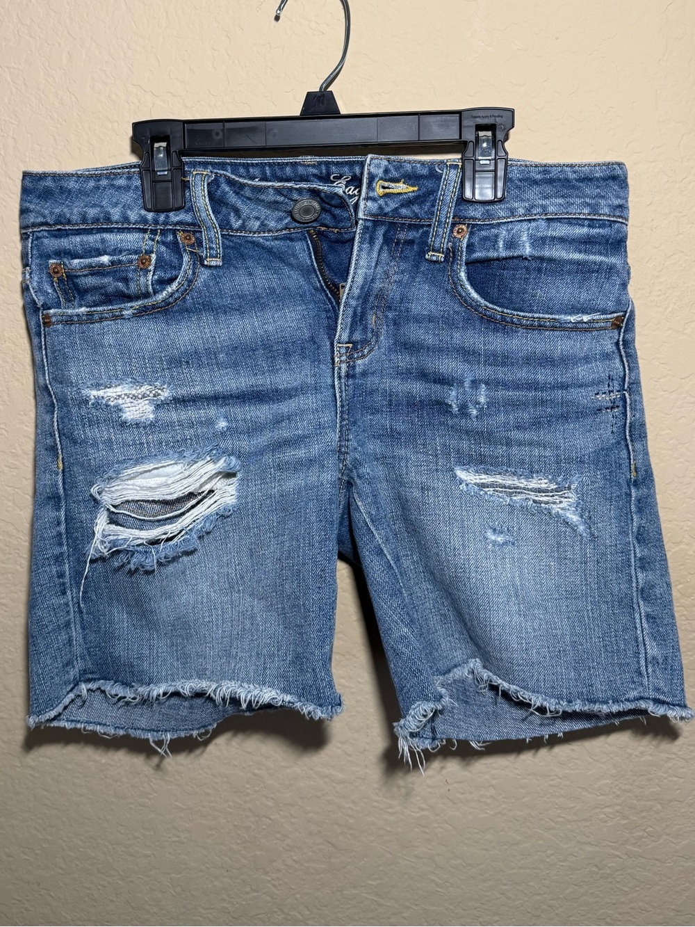American Eagle Denim Ripped Bermuda Shorts